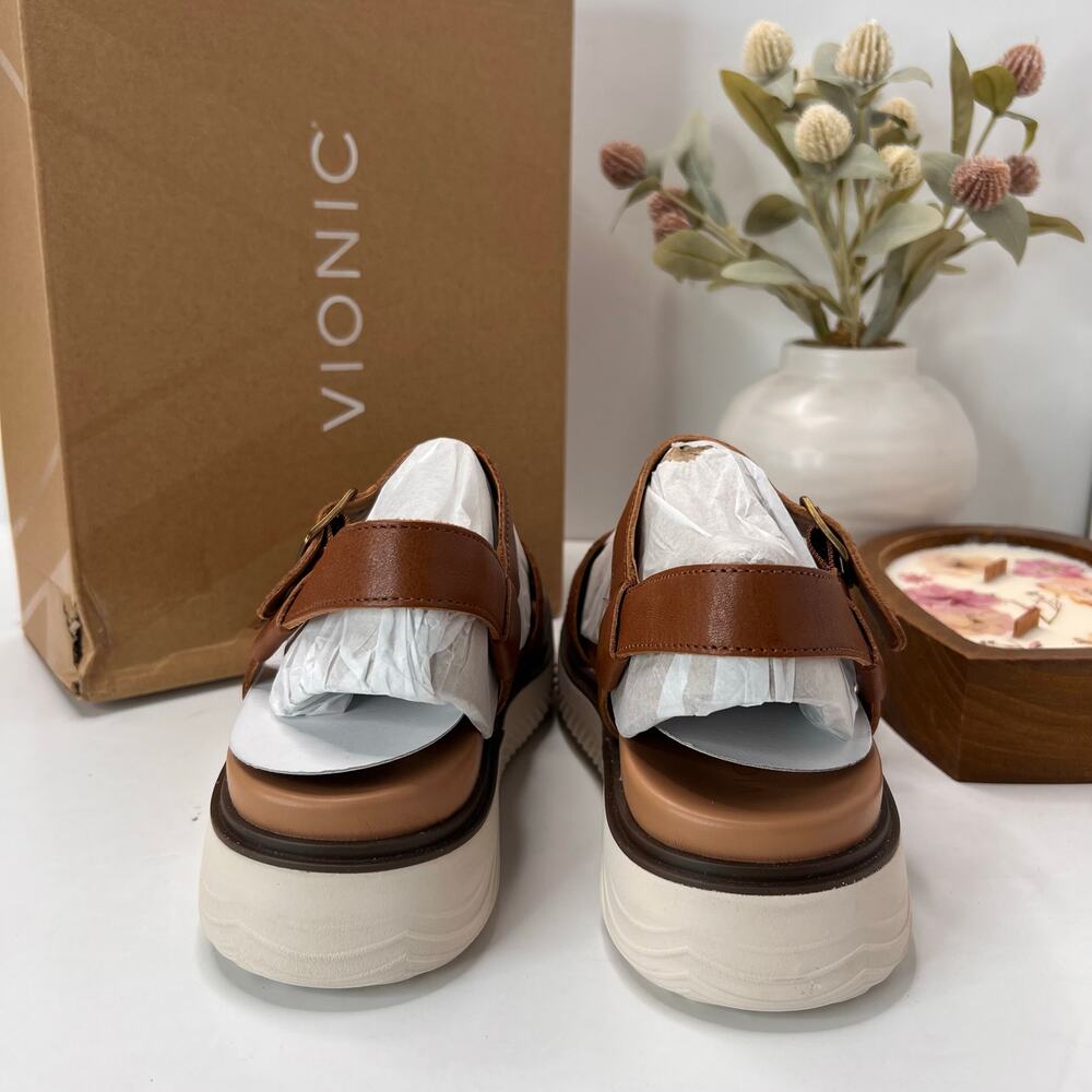 Vionic Solana Leather Strappy Platform Sandal Tan… - image 3
